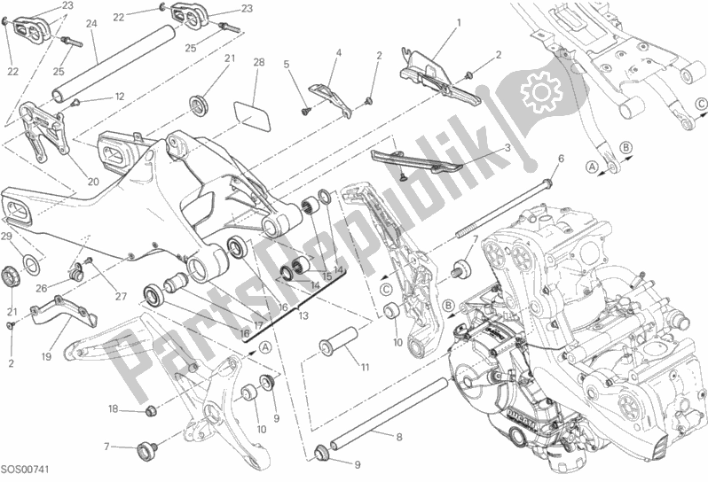 Wszystkie części do Forcellone Posteriore Ducati Monster 821 USA 2015